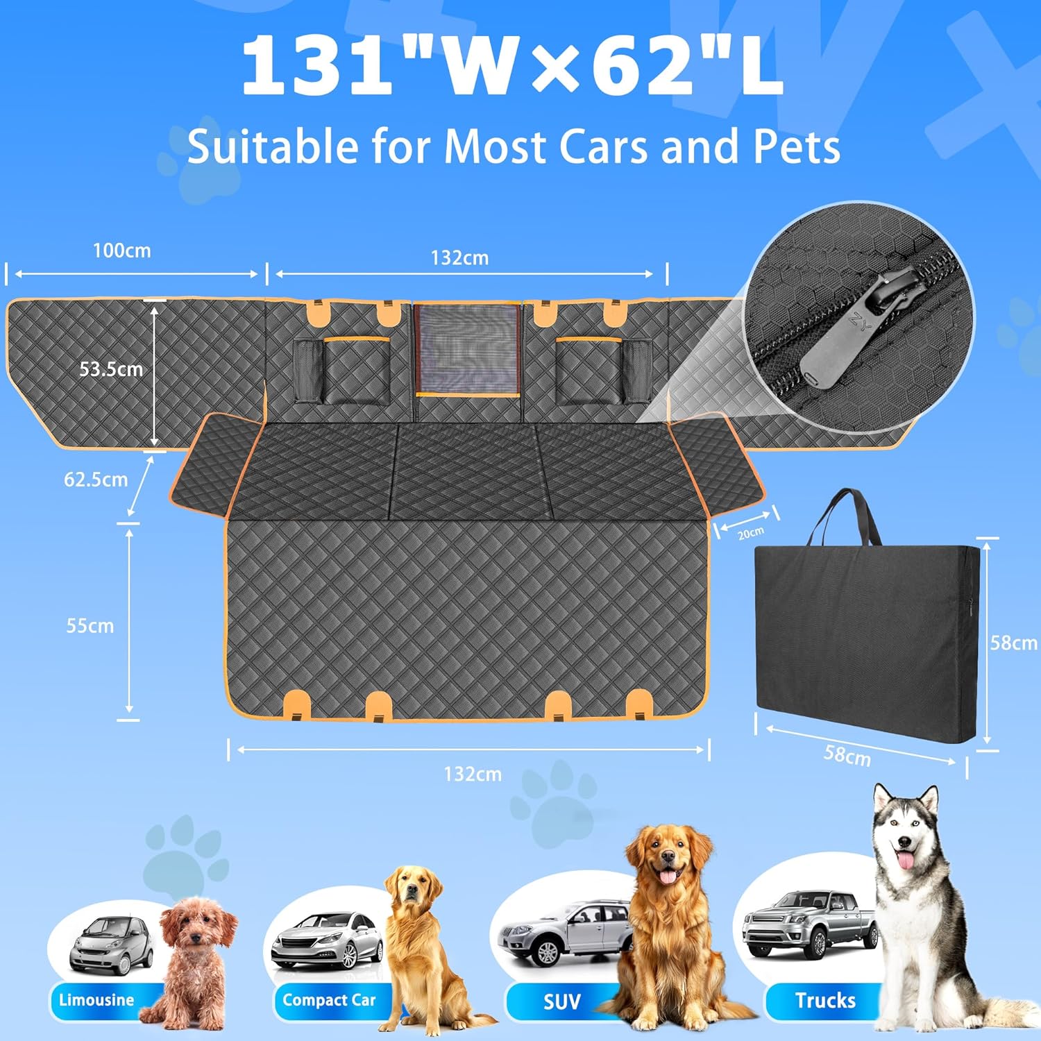 Waterproof Mid Barrier Dog Car Seat Cover